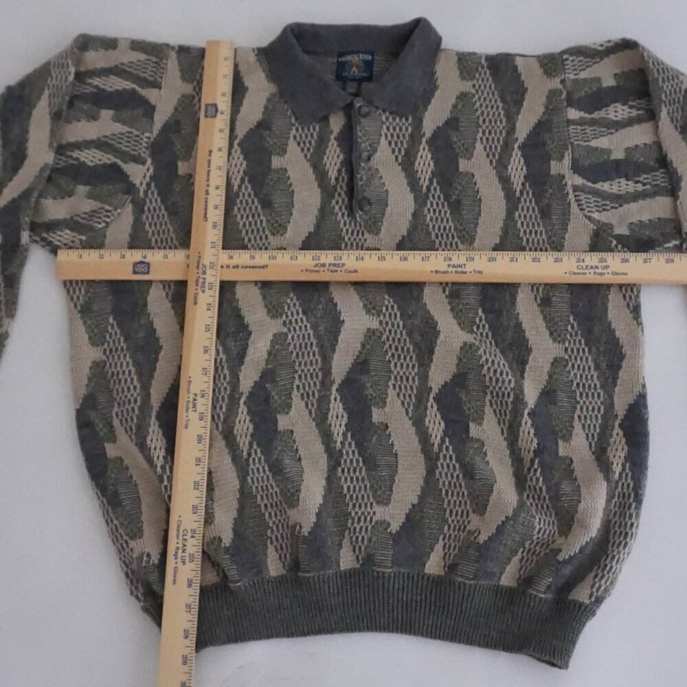 VTG Salmon River Traders Textured Knit Cabincore Eclectic Grandpa Sweater 2XLT - Picture 3 of 10